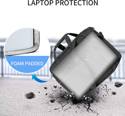 Laptop Briefcase for Men Women, Fits Up to 17.3 Inch Laptop Expandable Premium Laptop Shoulder Bag Water-Repellent Messenger Bag Computer Bag for Travel/Business-Black