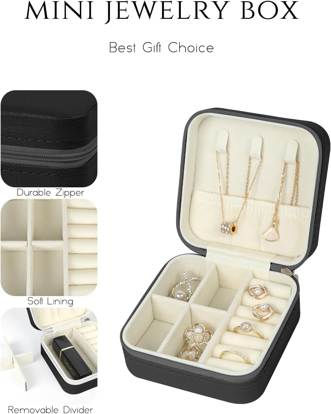 Travel Jewelry Case, Travel Jewelry Box, Mini Jewelry Travel Case, Jewelry Organizer Case, Portable Small Jewelry Organizer Storage Boxes - Best Gift for Women Girls.