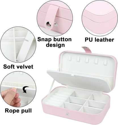 Travel Jewelry Case, Travel Jewelry Box, Mini Jewelry Travel Case, Jewelry Organizer Case, Portable Small Jewelry Organizer Storage Boxes - Best Gift for Women Girls.