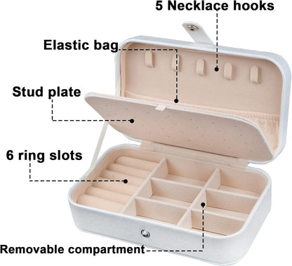 Travel Jewelry Case, Travel Jewelry Box, Mini Jewelry Travel Case, Jewelry Organizer Case, Portable Small Jewelry Organizer Storage Boxes - Best Gift for Women Girls.