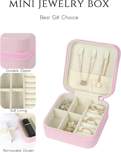 Travel Jewelry Case, Travel Jewelry Box, Mini Jewelry Travel Case, Jewelry Organizer Case, Portable Small Jewelry Organizer Storage Boxes - Best Gift for Women Girls.