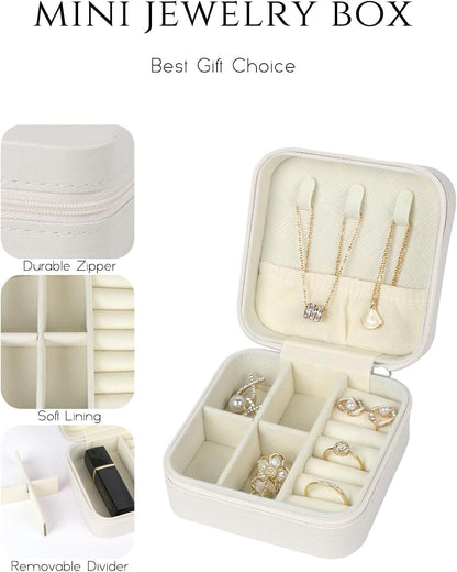Travel Jewelry Case, Travel Jewelry Box, Mini Jewelry Travel Case, Jewelry Organizer Case, Portable Small Jewelry Organizer Storage Boxes - Best Gift for Women Girls.