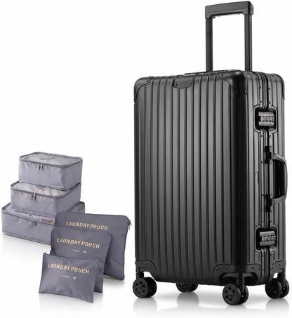 20 Inch Carry On Luggage with Cup Holder & USB Ports, Front Opening PC Hardshell Carry-on Suitcase with Wheels, TSA Approved Smart Suitcase 22x14x9 for Business Travel, Pink