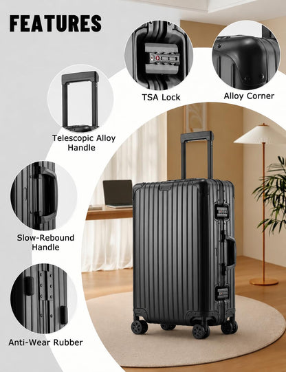20 Inch Carry On Luggage with Cup Holder & USB Ports, Front Opening PC Hardshell Carry-on Suitcase with Wheels, TSA Approved Smart Suitcase 22x14x9 for Business Travel, Pink