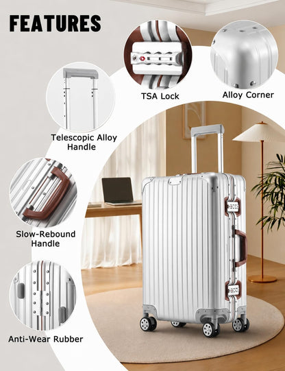 20 Inch Carry On Luggage with Cup Holder & USB Ports, Front Opening PC Hardshell Carry-on Suitcase with Wheels, TSA Approved Smart Suitcase 22x14x9 for Business Travel, Pink