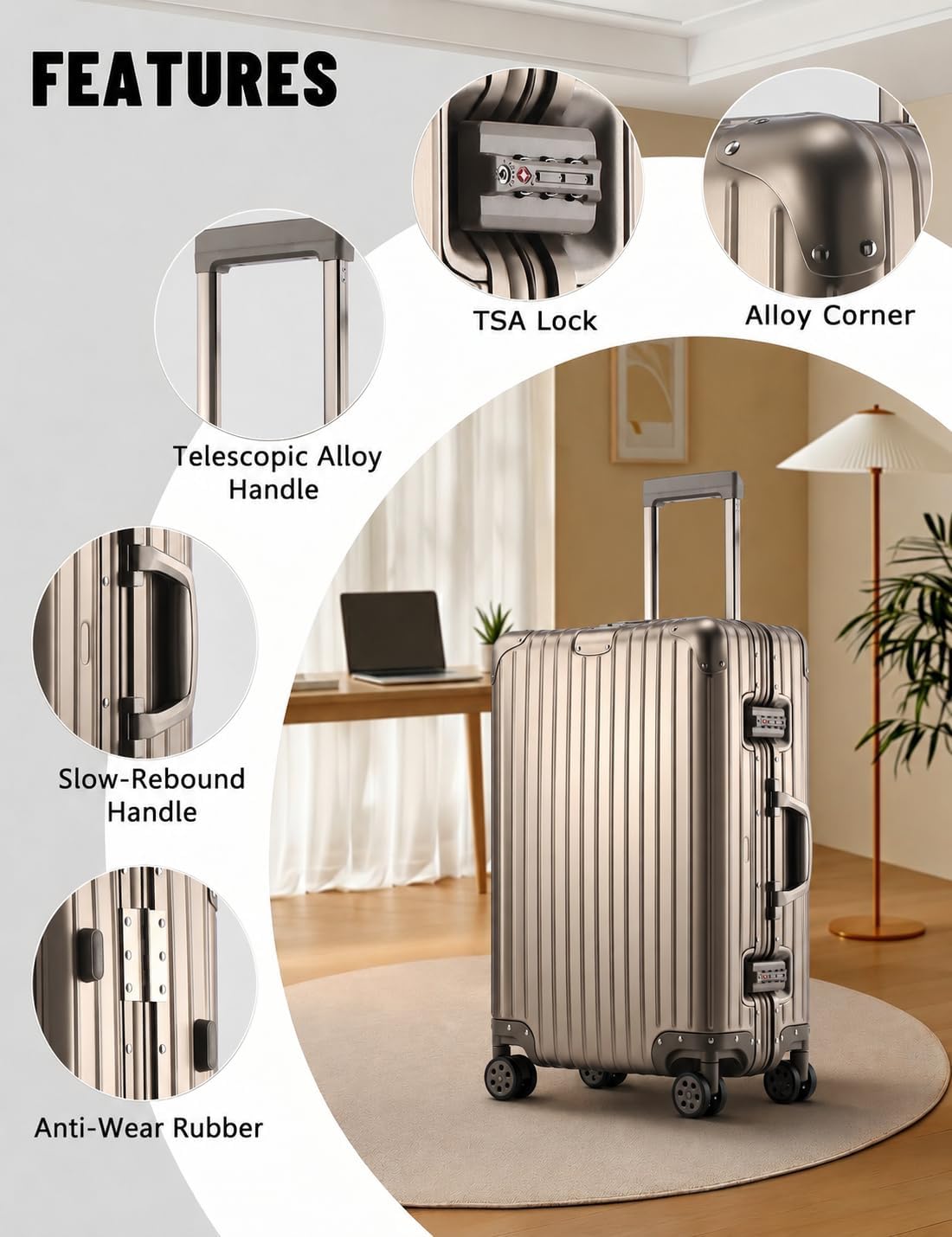 20 Inch Carry On Luggage with Cup Holder & USB Ports, Front Opening PC Hardshell Carry-on Suitcase with Wheels, TSA Approved Smart Suitcase 22x14x9 for Business Travel, Pink