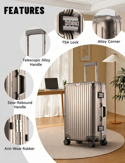 20 Inch Carry On Luggage with Cup Holder & USB Ports, Front Opening PC Hardshell Carry-on Suitcase with Wheels, TSA Approved Smart Suitcase 22x14x9 for Business Travel, Pink