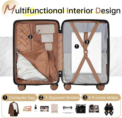 Hulsin 20” Carry on Luggage with Spinner Wheels,22x14x9 Airline Approved | Small Hardside Carry-on Suitcase with TSA Lock,Hard Shell Suitcase,Hard Case for Business Travel,Weekend, Vacation, Holiday