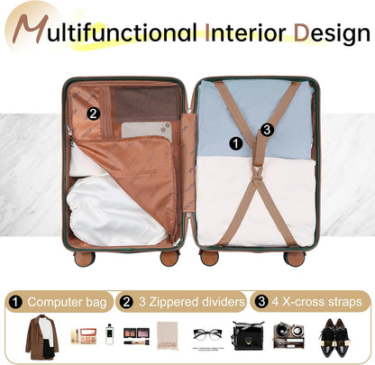 Hulsin 20” Carry on Luggage with Spinner Wheels,22x14x9 Airline Approved | Small Hardside Carry-on Suitcase with TSA Lock,Hard Shell Suitcase,Hard Case for Business Travel,Weekend, Vacation, Holiday