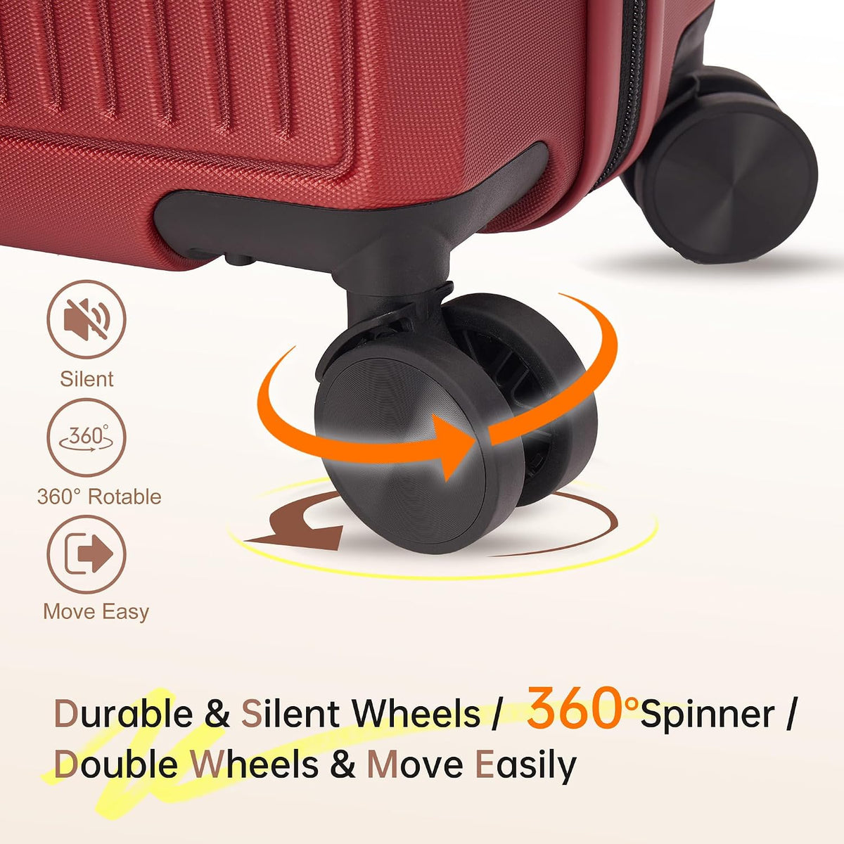 Hulsin 20” Carry on Luggage with Spinner Wheels,22x14x9 Airline Approved | Small Hardside Carry-on Suitcase with TSA Lock,Hard Shell Suitcase,Hard Case for Business Travel,Weekend, Vacation, Holiday