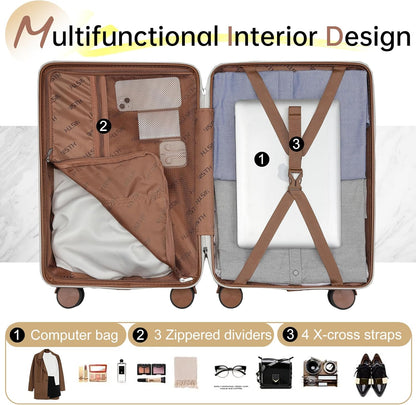 Hulsin 20” Carry on Luggage with Spinner Wheels,22x14x9 Airline Approved | Small Hardside Carry-on Suitcase with TSA Lock,Hard Shell Suitcase,Hard Case for Business Travel,Weekend, Vacation, Holiday
