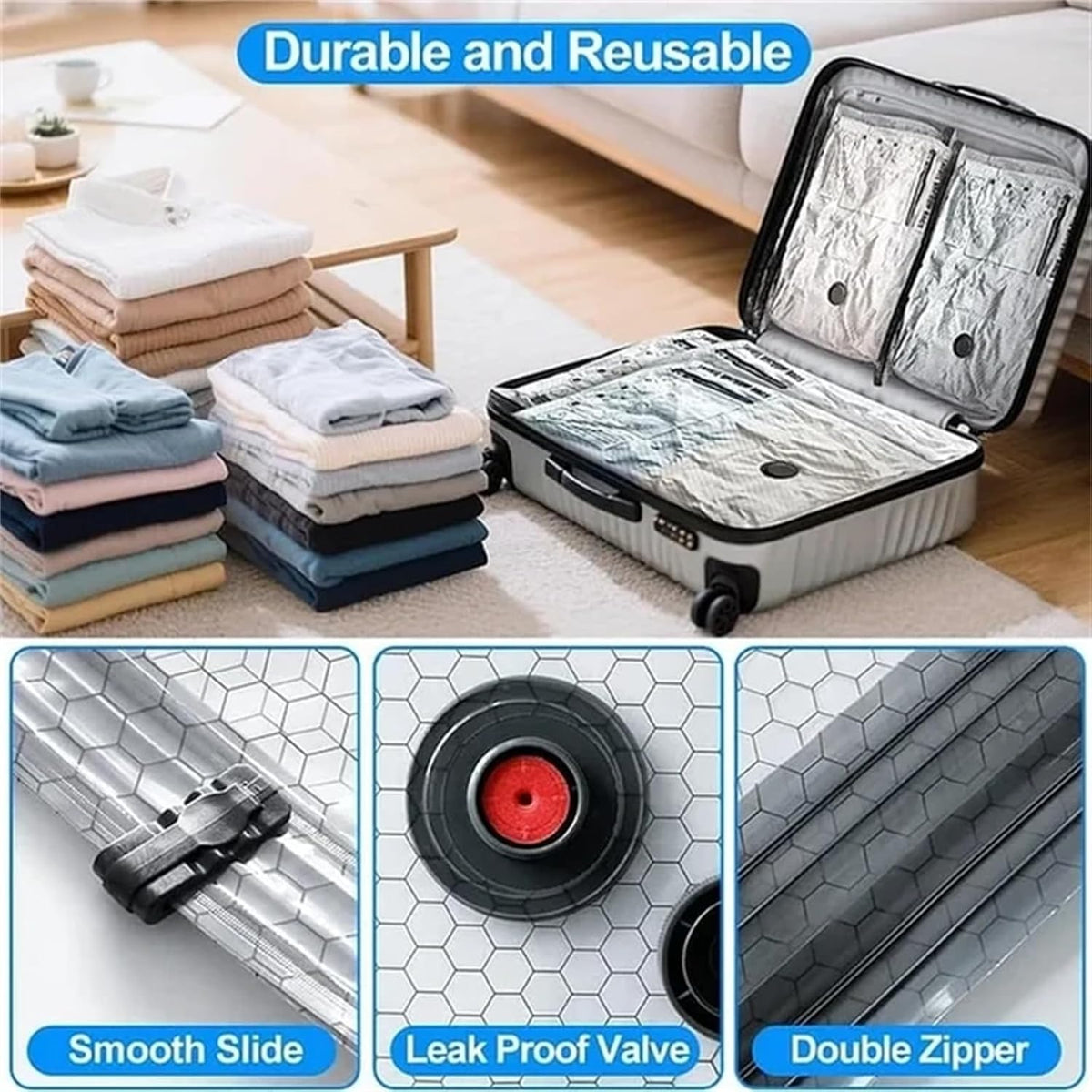 Travel Vac Pro, Vacuum Storage Bags With Electric Pump For Travel, Space Saver Bags For Clothes, Blankets, Bedding, And Seasonal Home Organization(15 Bags + Pump)