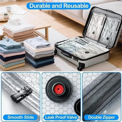 Travel Vac Pro, Vacuum Storage Bags With Electric Pump For Travel, Space Saver Bags For Clothes, Blankets, Bedding, And Seasonal Home Organization(15 Bags + Pump)