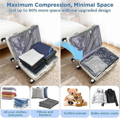 Travel Vac Pro, Vacuum Storage Bags With Electric Pump For Travel, Space Saver Bags For Clothes, Blankets, Bedding, And Seasonal Home Organization(15 Bags + Pump)