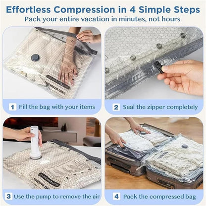 Travel Vac Pro, Vacuum Storage Bags With Electric Pump For Travel, Space Saver Bags For Clothes, Blankets, Bedding, And Seasonal Home Organization(15 Bags + Pump)