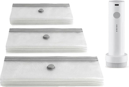 Travel Vac Pro, Vacuum Storage Bags With Electric Pump For Travel, Space Saver Bags For Clothes, Blankets, Bedding, And Seasonal Home Organization(15 Bags + Pump)