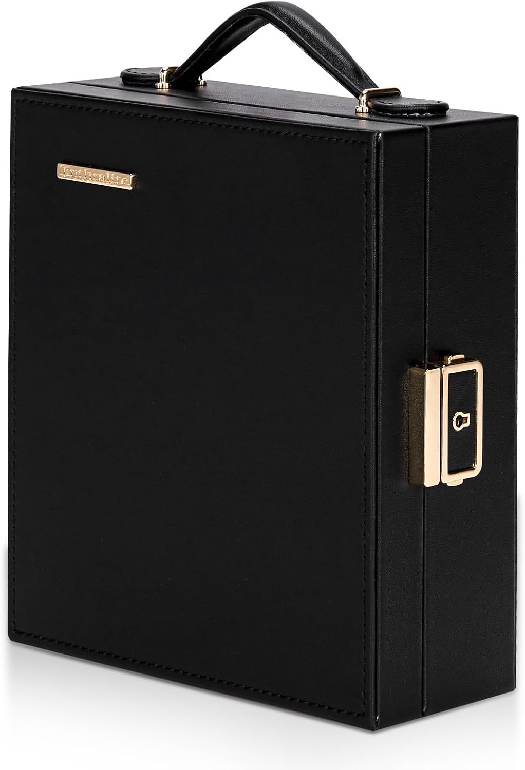 Large Travel Jewelry Case: Portable Necklace Box with Mirror - PU Leather & Velvet Lined Jewelry Organizer for Ring Earring Bangle Bracelets Watch - Birthday Gift for Her