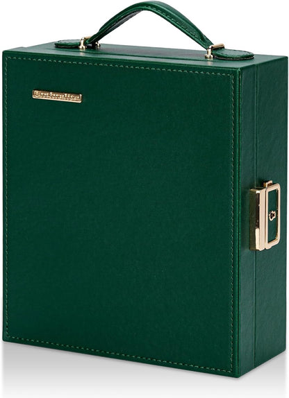 Large Travel Jewelry Case: Portable Necklace Box with Mirror - PU Leather & Velvet Lined Jewelry Organizer for Ring Earring Bangle Bracelets Watch - Birthday Gift for Her