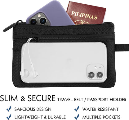 Travel Wallet with Hidden Safe Pocket, Passport Wallet with Metal Snap Button for Cash, Credit Cards and Travel Documents, Money Belt for Travel Women and Men Hidden