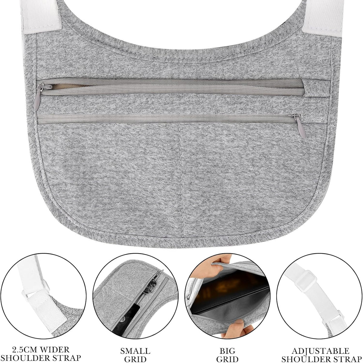 Travel Wallet with Hidden Safe Pocket, Passport Wallet with Metal Snap Button for Cash, Credit Cards and Travel Documents, Money Belt for Travel Women and Men Hidden