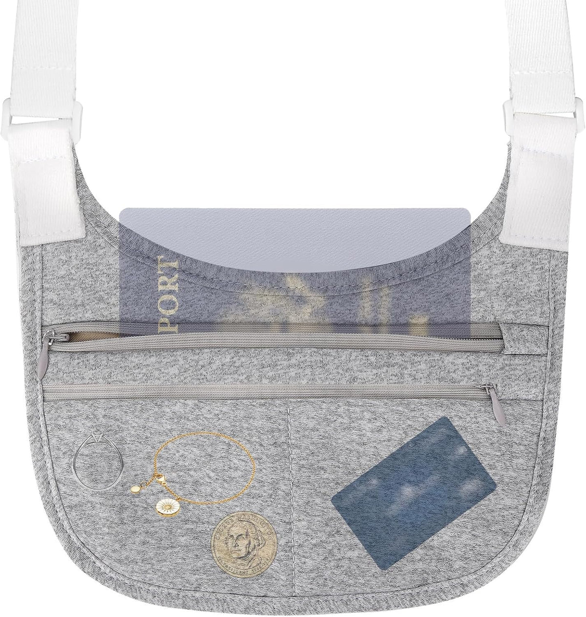 Travel Wallet with Hidden Safe Pocket, Passport Wallet with Metal Snap Button for Cash, Credit Cards and Travel Documents, Money Belt for Travel Women and Men Hidden