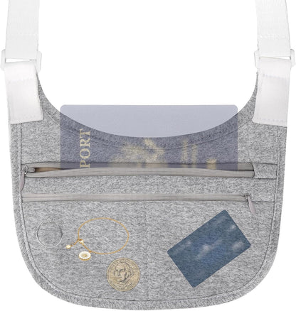Travel Wallet with Hidden Safe Pocket, Passport Wallet with Metal Snap Button for Cash, Credit Cards and Travel Documents, Money Belt for Travel Women and Men Hidden
