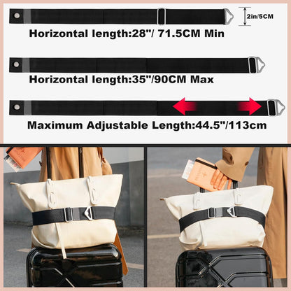2-in-1 Travel Belt for Luggage Straps Add a Bag Bungees Suitcase Luggage Strap Over Handle Suitcases Belt for Carry On Bag Adjustable Backpack Attachment Airport Travel Accessories Orange