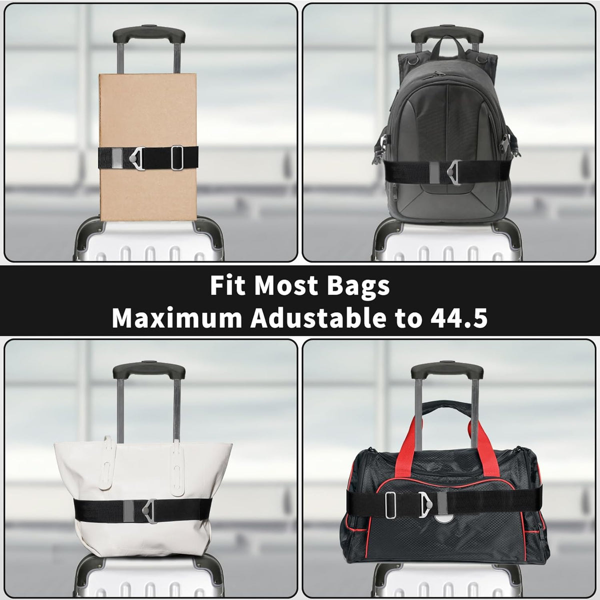 2-in-1 Travel Belt for Luggage Straps Add a Bag Bungees Suitcase Luggage Strap Over Handle Suitcases Belt for Carry On Bag Adjustable Backpack Attachment Airport Travel Accessories Orange