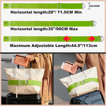 2-in-1 Travel Belt for Luggage Straps Add a Bag Bungees Suitcase Luggage Strap Over Handle Suitcases Belt for Carry On Bag Adjustable Backpack Attachment Airport Travel Accessories Orange