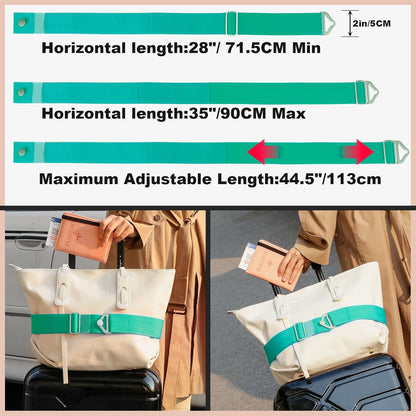 2-in-1 Travel Belt for Luggage Straps Add a Bag Bungees Suitcase Luggage Strap Over Handle Suitcases Belt for Carry On Bag Adjustable Backpack Attachment Airport Travel Accessories Orange