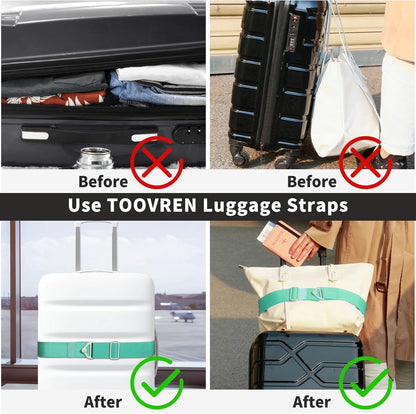 2-in-1 Travel Belt for Luggage Straps Add a Bag Bungees Suitcase Luggage Strap Over Handle Suitcases Belt for Carry On Bag Adjustable Backpack Attachment Airport Travel Accessories Orange
