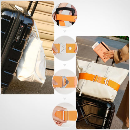 2-in-1 Travel Belt for Luggage Straps Add a Bag Bungees Suitcase Luggage Strap Over Handle Suitcases Belt for Carry On Bag Adjustable Backpack Attachment Airport Travel Accessories Orange