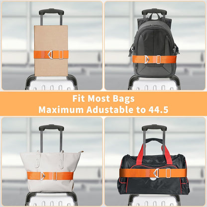 2-in-1 Travel Belt for Luggage Straps Add a Bag Bungees Suitcase Luggage Strap Over Handle Suitcases Belt for Carry On Bag Adjustable Backpack Attachment Airport Travel Accessories Orange