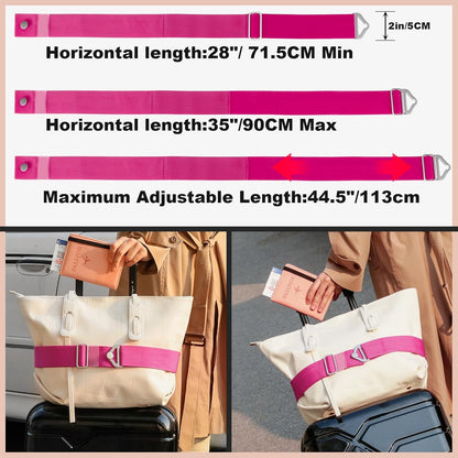 2-in-1 Travel Belt for Luggage Straps Add a Bag Bungees Suitcase Luggage Strap Over Handle Suitcases Belt for Carry On Bag Adjustable Backpack Attachment Airport Travel Accessories Orange