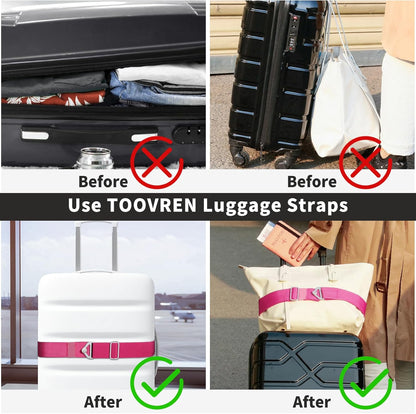 2-in-1 Travel Belt for Luggage Straps Add a Bag Bungees Suitcase Luggage Strap Over Handle Suitcases Belt for Carry On Bag Adjustable Backpack Attachment Airport Travel Accessories Orange