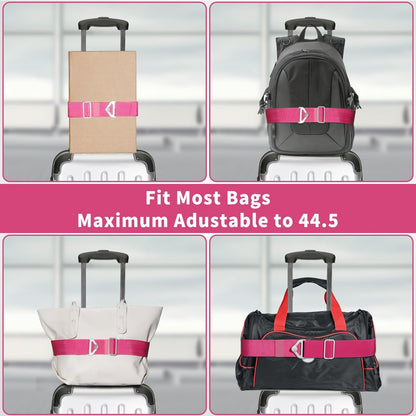 2-in-1 Travel Belt for Luggage Straps Add a Bag Bungees Suitcase Luggage Strap Over Handle Suitcases Belt for Carry On Bag Adjustable Backpack Attachment Airport Travel Accessories Orange