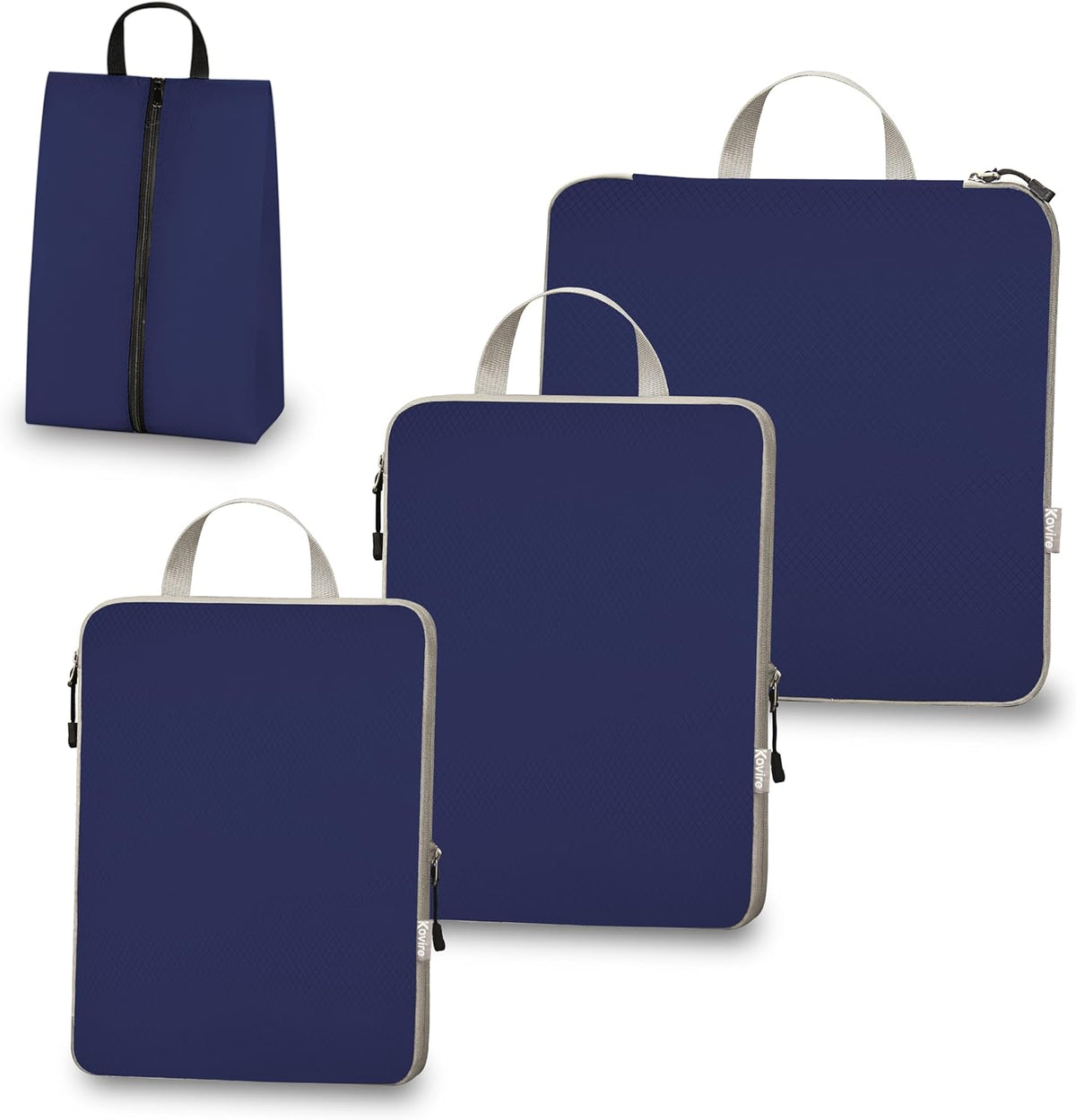 6 Set Compression Packing Cubes for Travel Expandable Packing Organizer Bag | Water-Resistant Suitcase Bags with Shoe Bag, Ultralight Storage Travel Bags for Carry-on Luggage, S M L XL Sizes, Blue