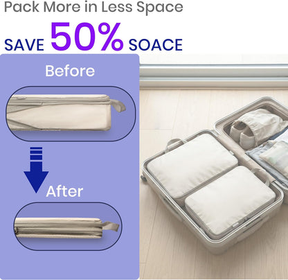 6 Set Compression Packing Cubes for Travel Expandable Packing Organizer Bag | Water-Resistant Suitcase Bags with Shoe Bag, Ultralight Storage Travel Bags for Carry-on Luggage, S M L XL Sizes, Blue