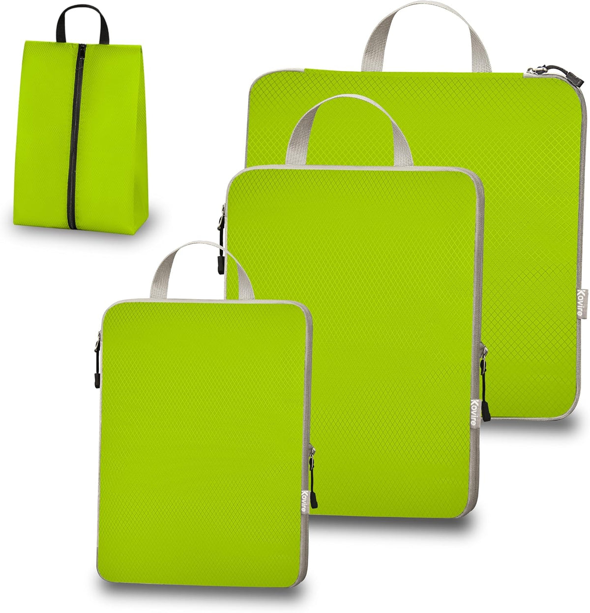 6 Set Compression Packing Cubes for Travel Expandable Packing Organizer Bag | Water-Resistant Suitcase Bags with Shoe Bag, Ultralight Storage Travel Bags for Carry-on Luggage, S M L XL Sizes, Blue