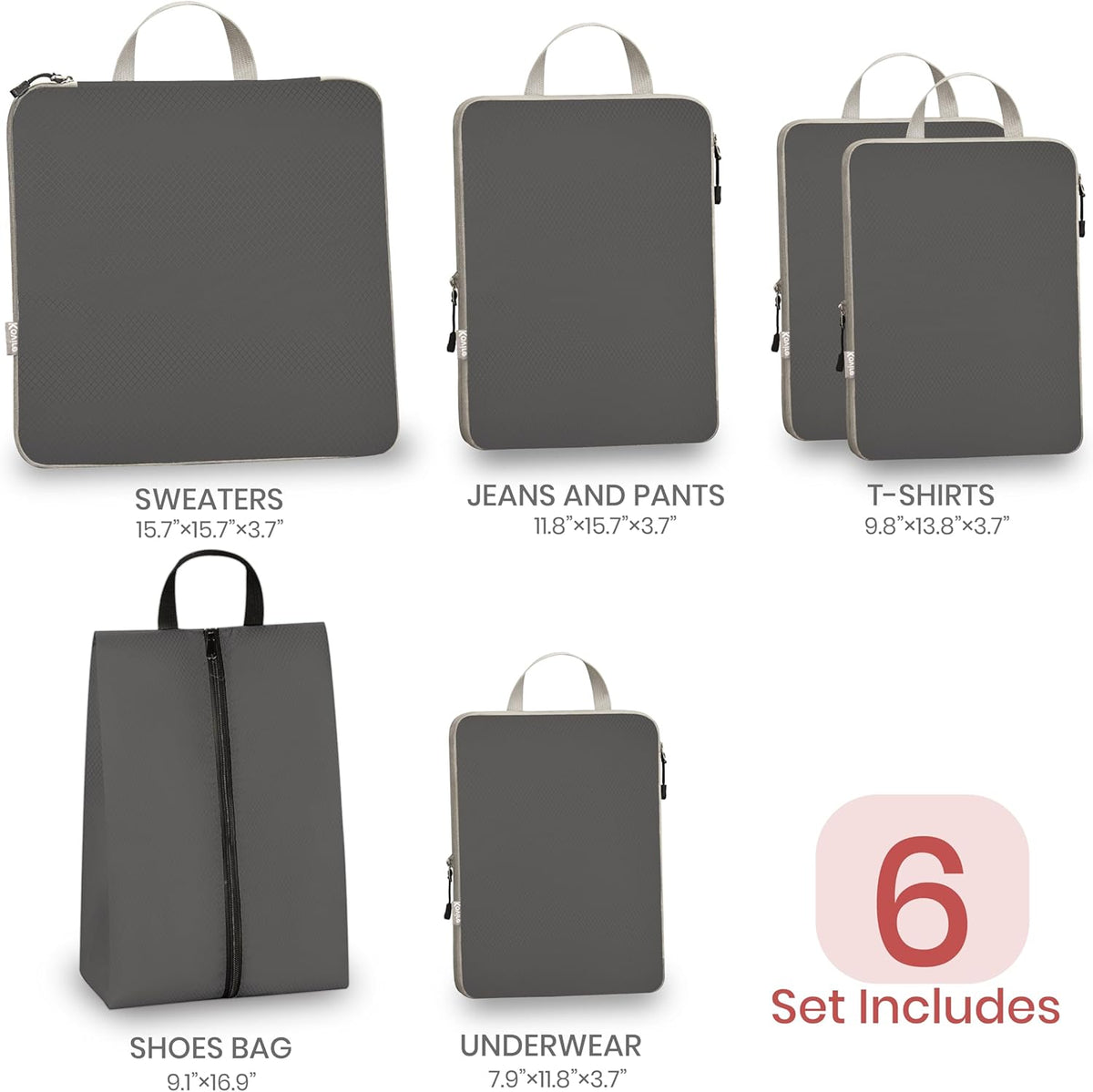 6 Set Compression Packing Cubes for Travel Expandable Packing Organizer Bag | Water-Resistant Suitcase Bags with Shoe Bag, Ultralight Storage Travel Bags for Carry-on Luggage, S M L XL Sizes, Blue