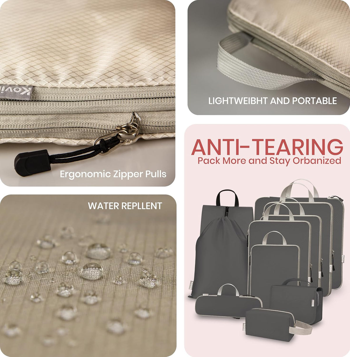 6 Set Compression Packing Cubes for Travel Expandable Packing Organizer Bag | Water-Resistant Suitcase Bags with Shoe Bag, Ultralight Storage Travel Bags for Carry-on Luggage, S M L XL Sizes, Blue