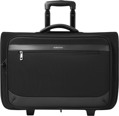 Rolling Garment Bags for Travel, Built-in Hanging Feature, Wheeled Business Suitcase with 17 Inch Laptop Compartment, Lockable Carry on Luggage for Men and Women with Wheels, Black