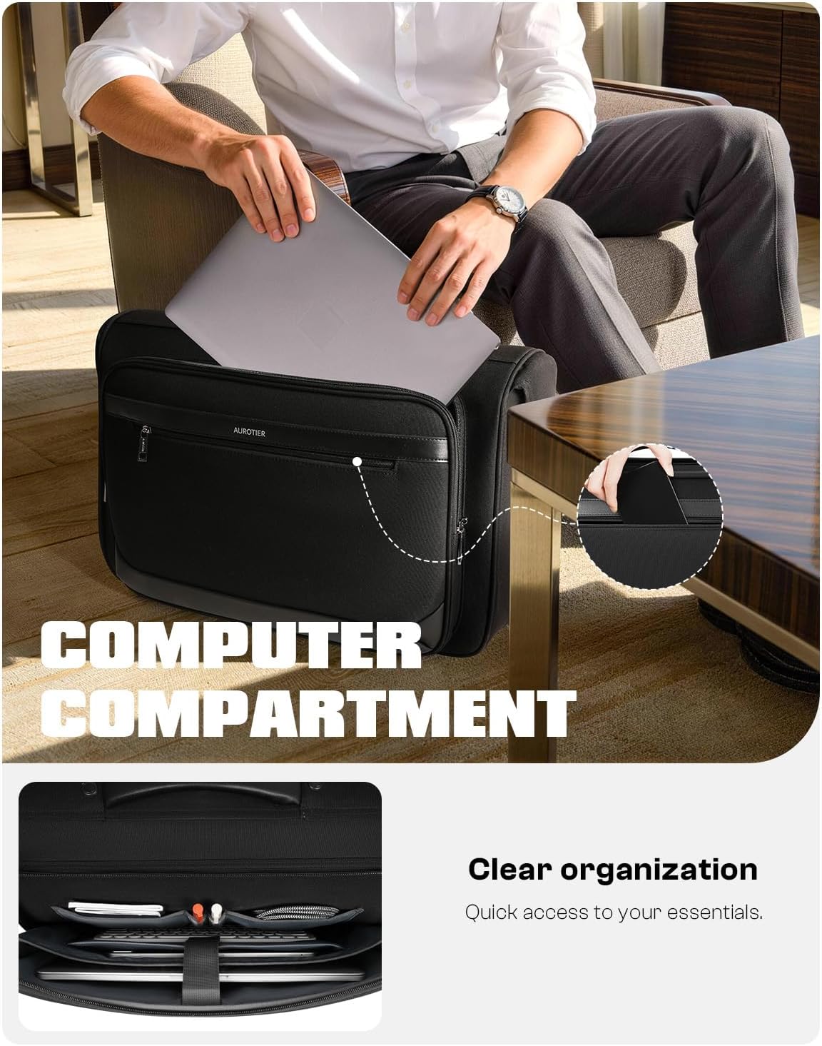Rolling Garment Bags for Travel, Built-in Hanging Feature, Wheeled Business Suitcase with 17 Inch Laptop Compartment, Lockable Carry on Luggage for Men and Women with Wheels, Black