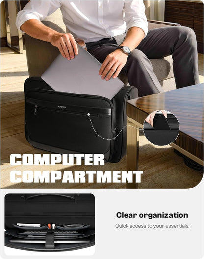 Rolling Garment Bags for Travel, Built-in Hanging Feature, Wheeled Business Suitcase with 17 Inch Laptop Compartment, Lockable Carry on Luggage for Men and Women with Wheels, Black