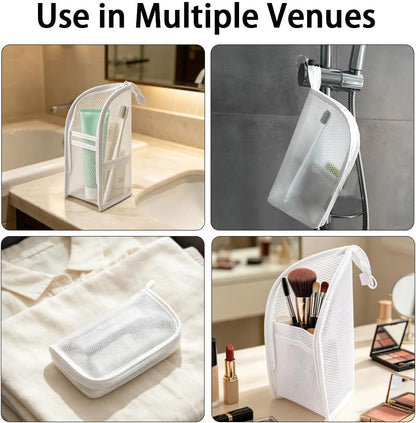 Portable Standing Travel Toiletry Bag,Foldable Waterproof Travel Makeup Bag | Thickened Clear Cosmetic Bag for Travel & Bathroom,Breathable Hanging Travel Toiletry Bag for Cosmetic,Toothbrush,Toothpaste