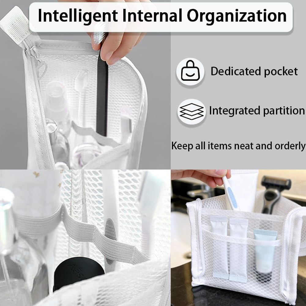 Portable Standing Travel Toiletry Bag,Foldable Waterproof Travel Makeup Bag | Thickened Clear Cosmetic Bag for Travel & Bathroom,Breathable Hanging Travel Toiletry Bag for Cosmetic,Toothbrush,Toothpaste