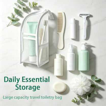 Portable Standing Travel Toiletry Bag,Foldable Waterproof Travel Makeup Bag | Thickened Clear Cosmetic Bag for Travel & Bathroom,Breathable Hanging Travel Toiletry Bag for Cosmetic,Toothbrush,Toothpaste