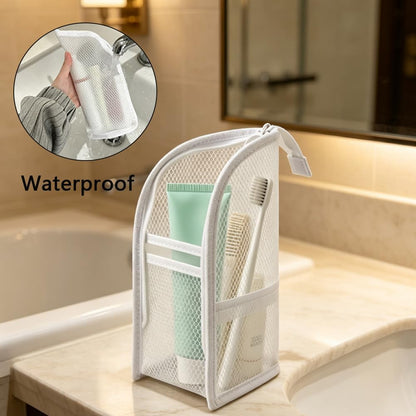 Portable Standing Travel Toiletry Bag,Foldable Waterproof Travel Makeup Bag | Thickened Clear Cosmetic Bag for Travel & Bathroom,Breathable Hanging Travel Toiletry Bag for Cosmetic,Toothbrush,Toothpaste