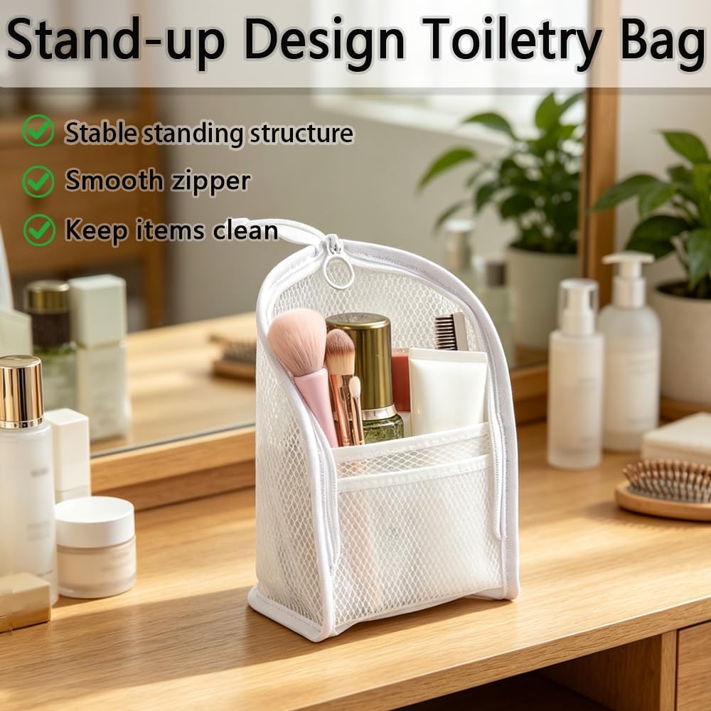 Portable Standing Travel Toiletry Bag,Foldable Waterproof Travel Makeup Bag | Thickened Clear Cosmetic Bag for Travel & Bathroom,Breathable Hanging Travel Toiletry Bag for Cosmetic,Toothbrush,Toothpaste