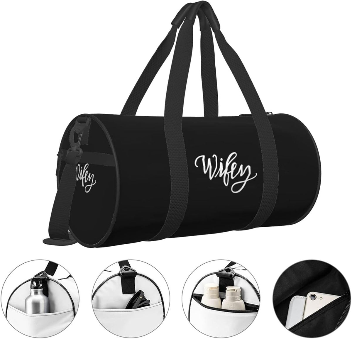 Wifey Convertible Garment Bag with Shoulder Strap, Carry on Garment Duffel Bag for Men Women - Rolling Foldable for Travel Luggage Bags (Black)